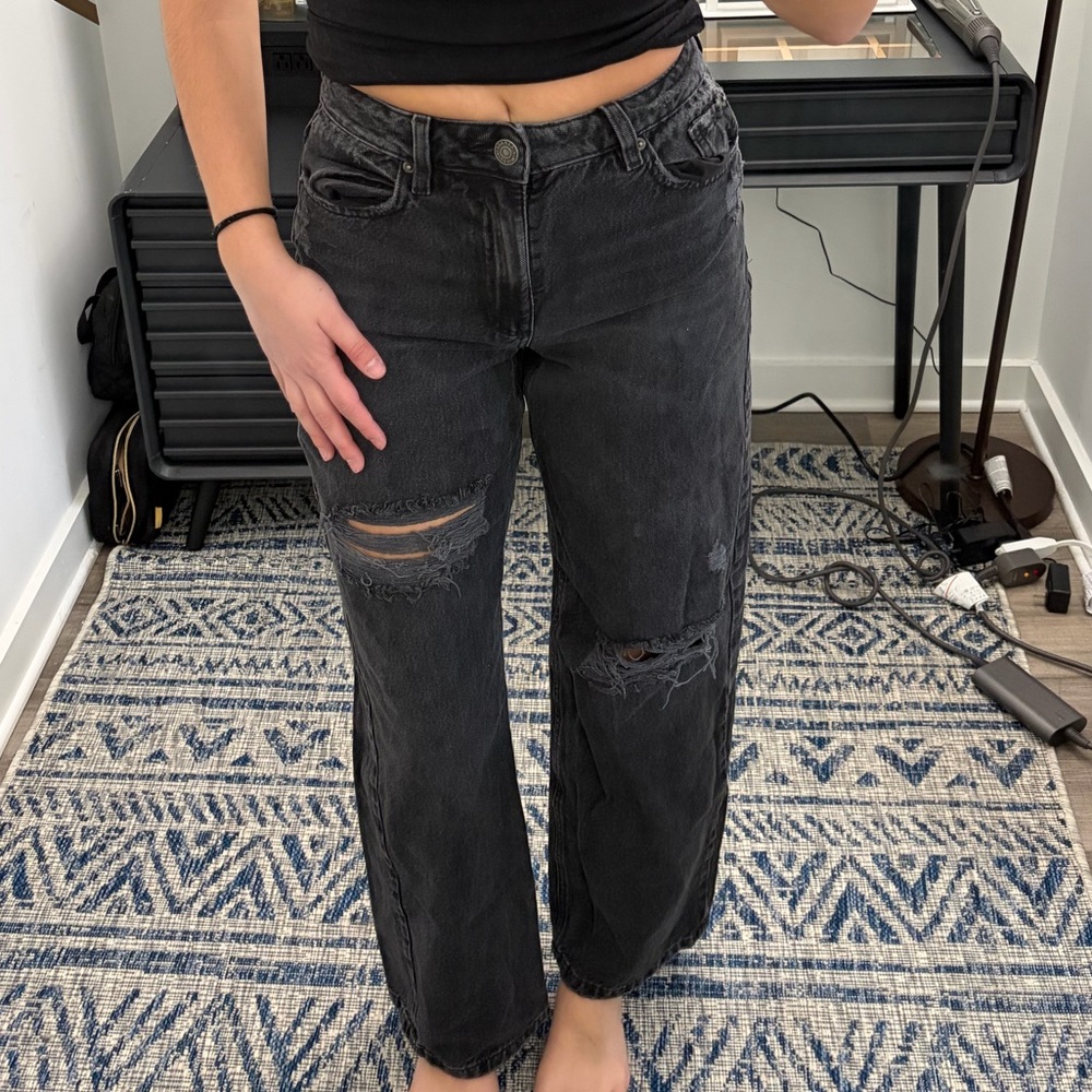 Garage Black Straight Leg Jeans